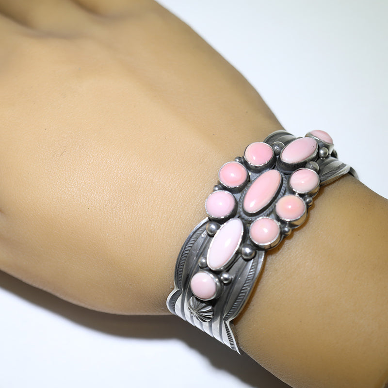 Pink Conch Bracelet by Andy Cadman 5-1/2"