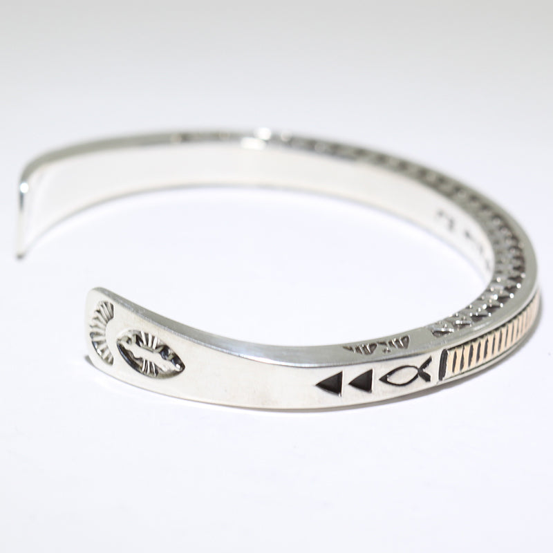 Silver/14K Bracelet by Lyle Secatero 6"
