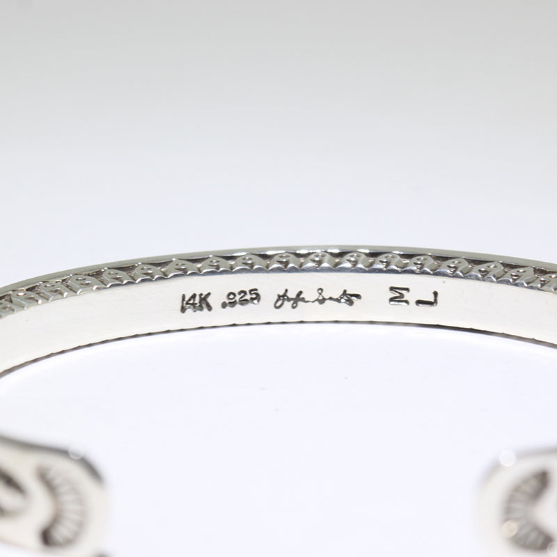 Silver/14K Bracelet by Lyle Secatero 6"