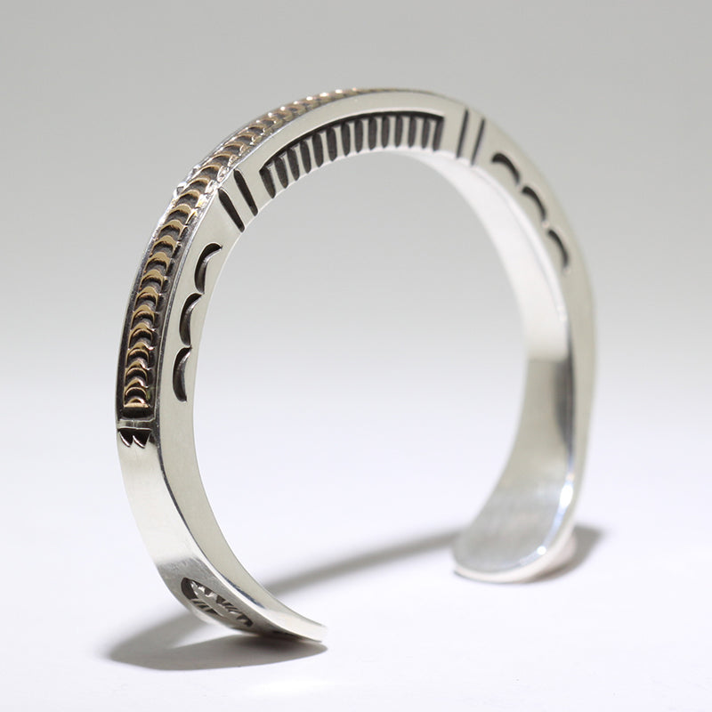 Silver/14K Bracelet by Lyle Secatero 5"