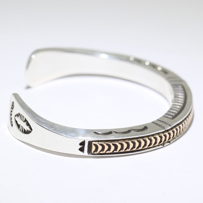 Silver/14K Bracelet by Lyle Secatero 5"