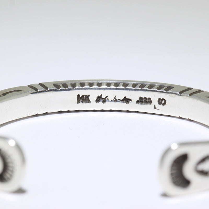 Silver/14K Bracelet by Lyle Secatero 5"