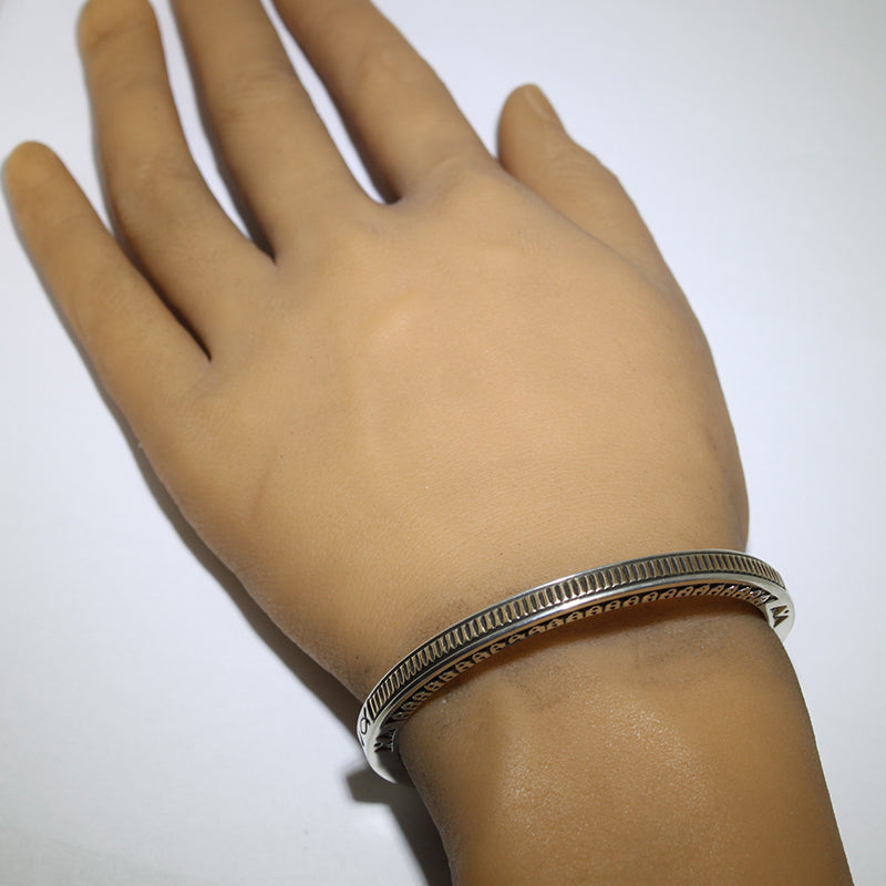 Silver/14K Bracelet by Lyle Secatero 6"