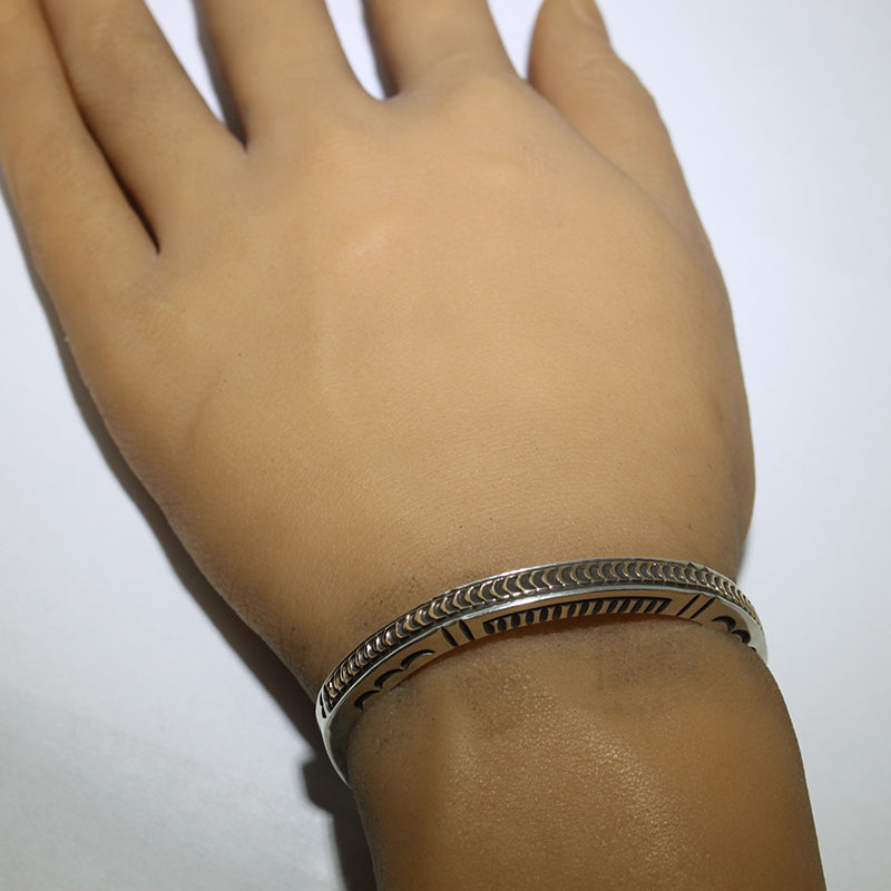 Silver/14K Bracelet by Lyle Secatero 5"