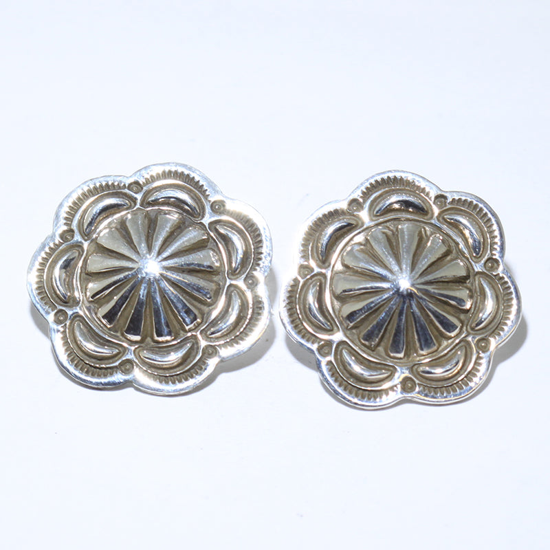 Silver Earrings by Tsosie Orville White