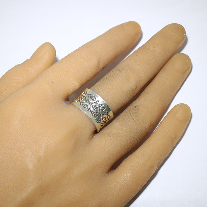 Silver Ring by Norbert Peshlakai- 8.5