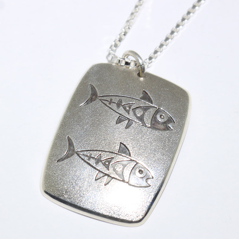 Silver Pendant by Norbert Peshlakai – Gallup Trading