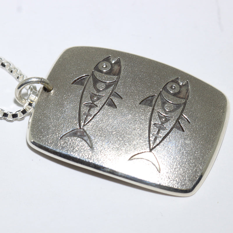 Silver Pendant by Norbert Peshlakai – Gallup Trading