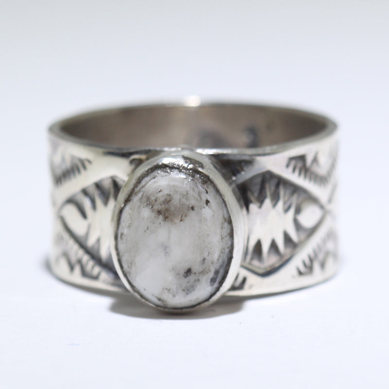White Buffalo Ring by Arnold Goodluck- 9.5