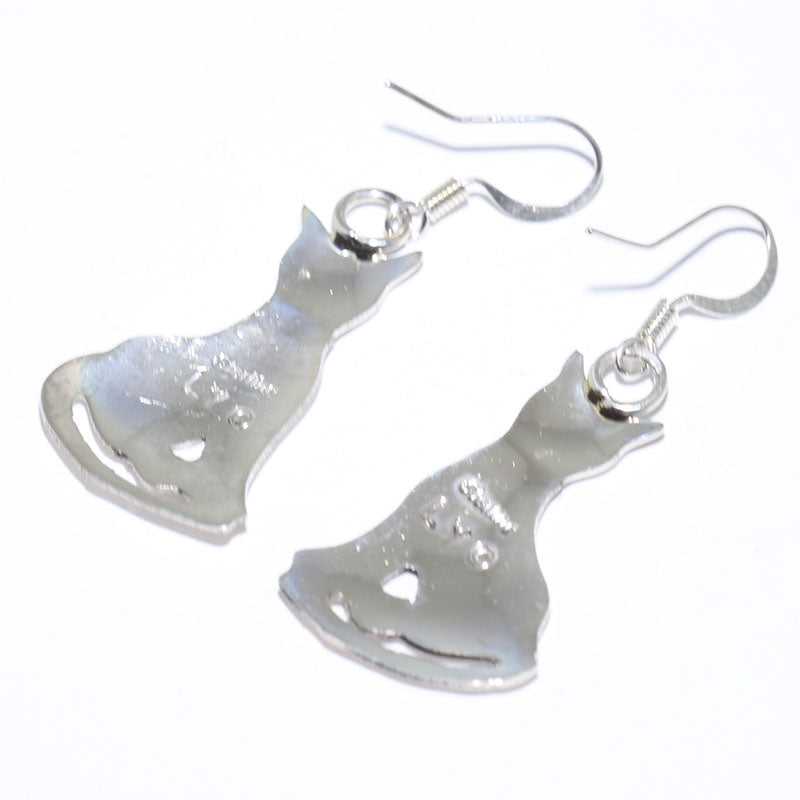 Silver Cat Earrings by Navajo