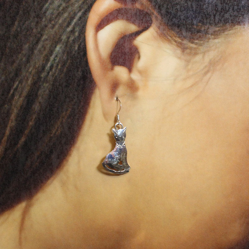 Silver Cat Earrings by Navajo