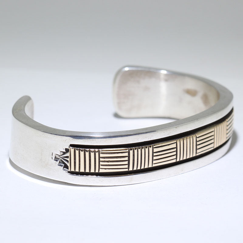 Heavy Silver/14K Bracelet by Bruce Morgan 6"
