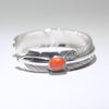 Feather Bracelet by Harvey Mace (0.5") with Red Coral