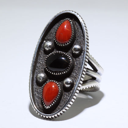 Coral/Onyx Ring by Harrison Jim- 10