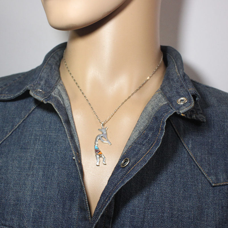 Kokopeli Inlay Pendant by Navajo