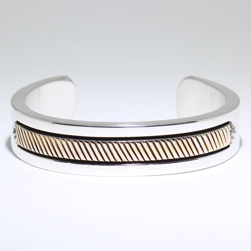 Heavy Silver/14K Bracelet by Bruce Morgan 5-3/4"