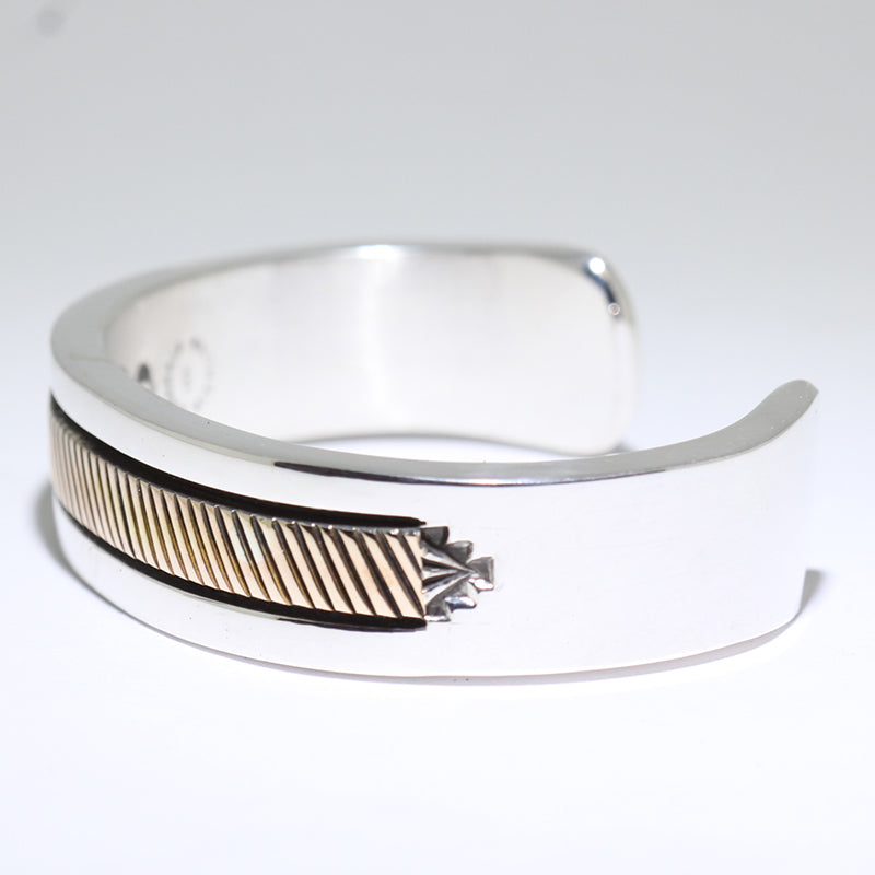 Heavy Silver/14K Bracelet by Bruce Morgan 5-3/4"