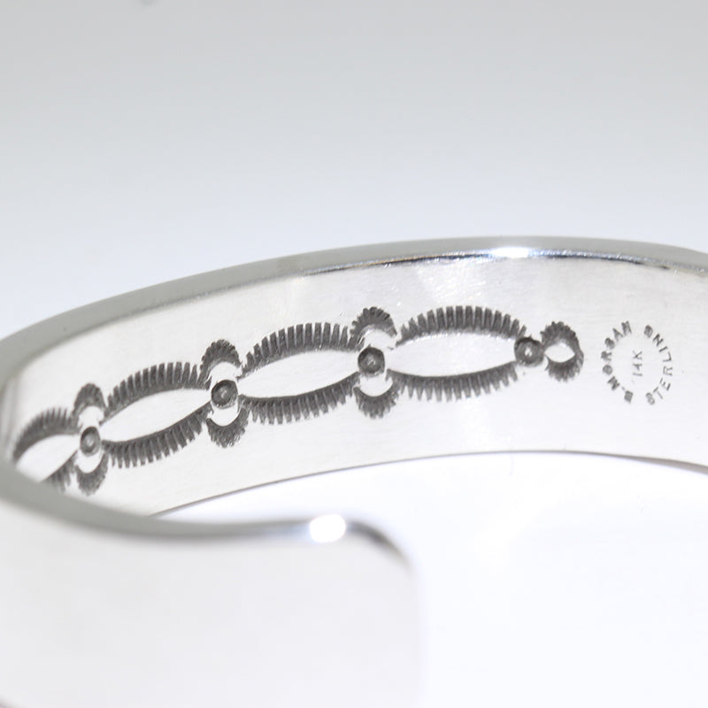 Heavy Silver/14K Bracelet by Bruce Morgan 5-3/4"