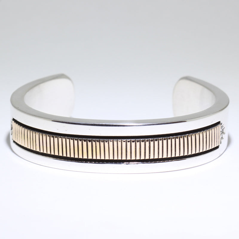 Heavy Silver/14K Bracelet by Bruce Morgan 5-1/2"