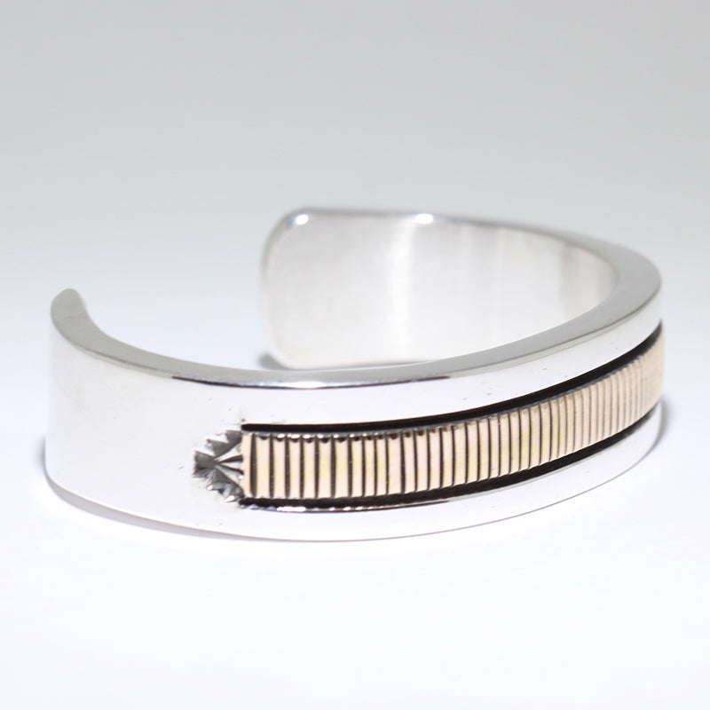 Heavy Silver/14K Bracelet by Bruce Morgan 5-1/2"