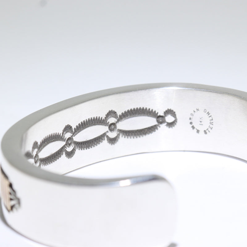 Heavy Silver/14K Bracelet by Bruce Morgan 5-1/2"