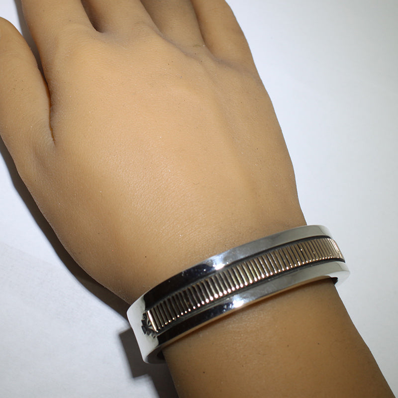 Heavy Silver/14K Bracelet by Bruce Morgan 5-1/2"