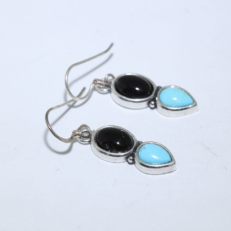 Onyx/Turquoise Earrings by Navajo