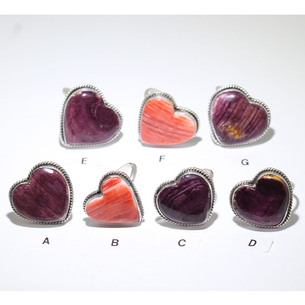 Spiny oyster Heart Ring adjustable