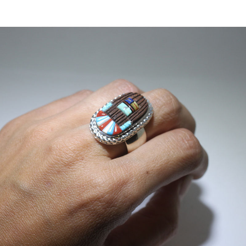 Long Hair Kachina Ring by Wilbert Manning size 10