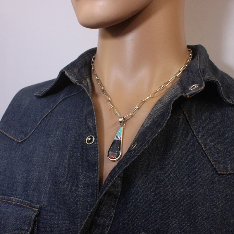 Micro Inlay pendant by Erwin Tsosie