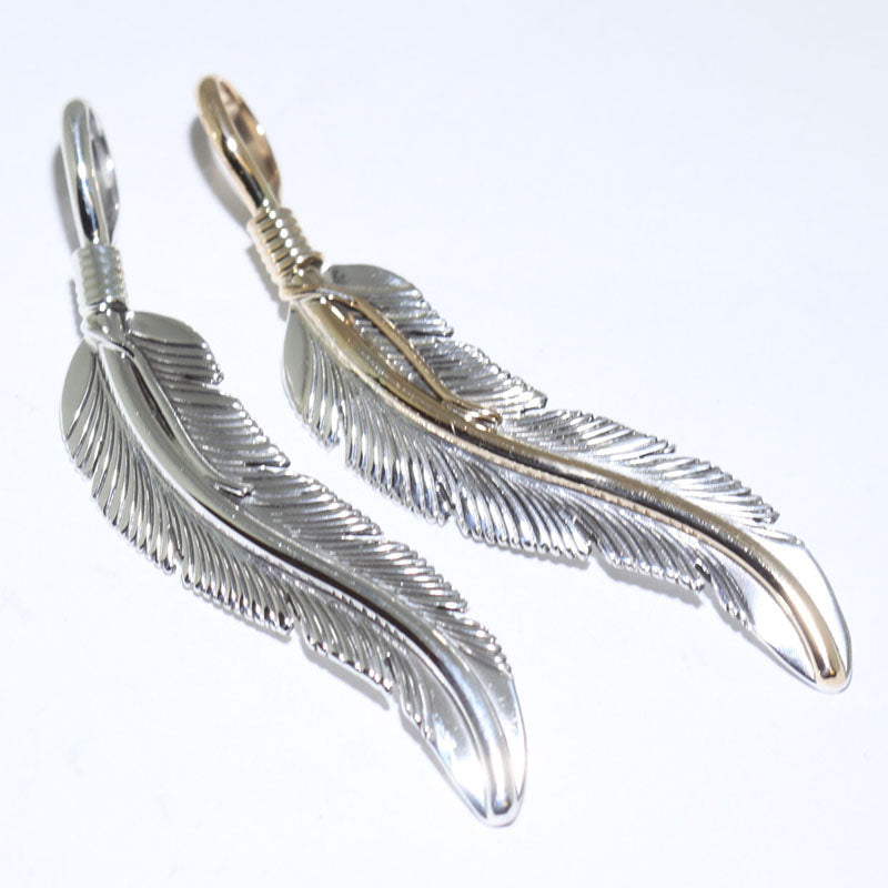 Silver Feather Pendant by Harvey Mace (silver or gold)