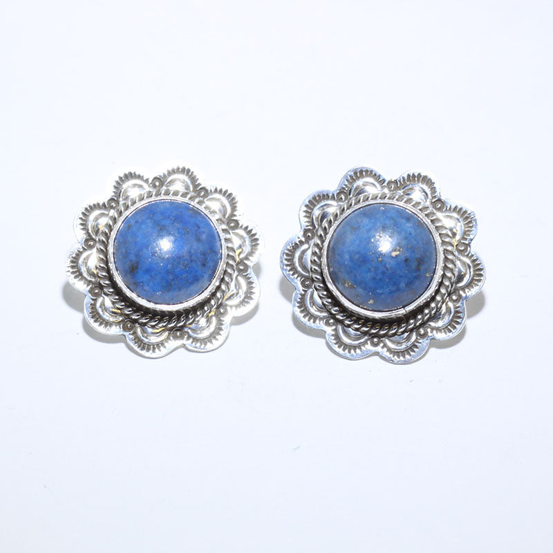 Denim lapis silver earring