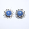 Denim lapis silver earring