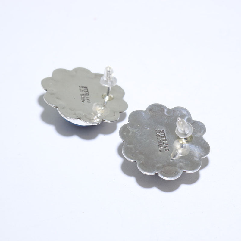 Denim lapis silver earring