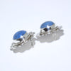 Denim lapis silver earring