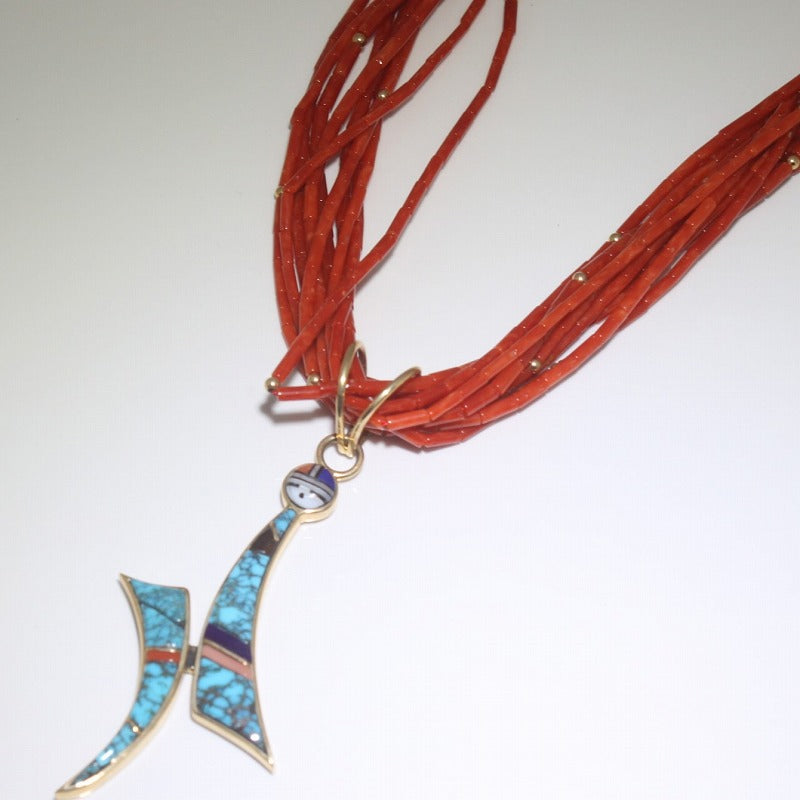 14K and Lone Mountain Necklace by Wes Willie