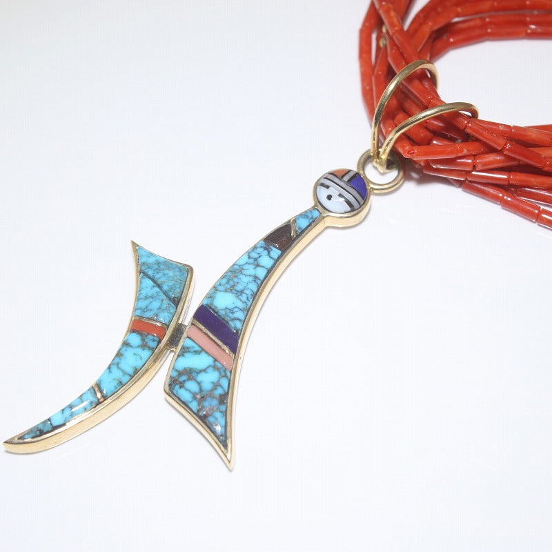 14K and Lone Mountain Necklace by Wes Willie