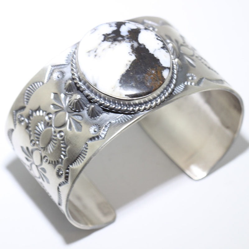 White Buffalo Bracelet by Arnold Goodluck 5-1/2"