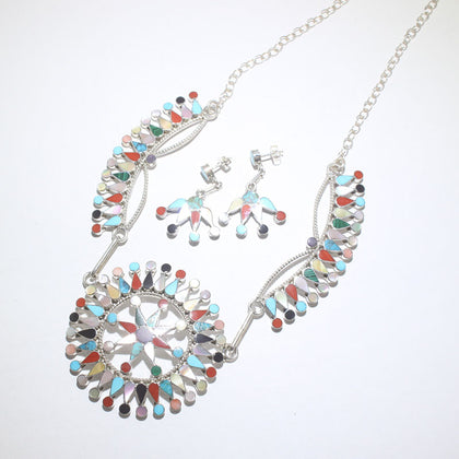 Inlay cluster necklace by Zuni