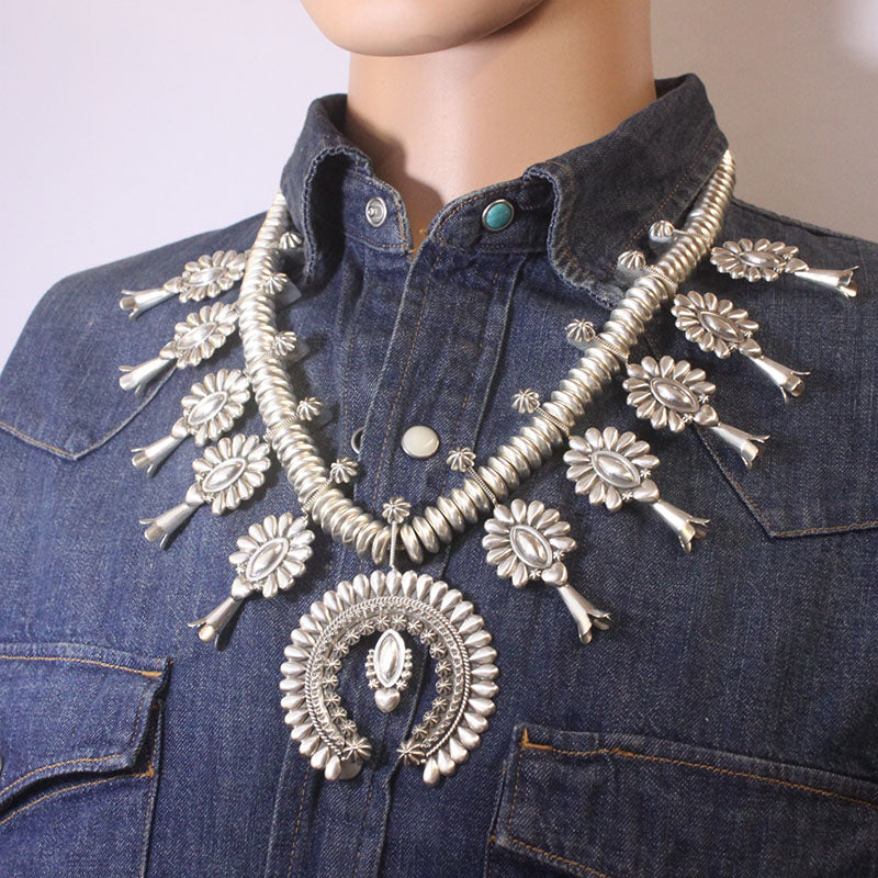 Silver Squash Blossom Necklace by Thomas Jim