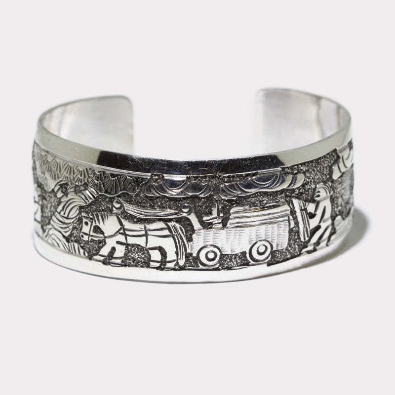 Silver stamp bracelet by Navajo