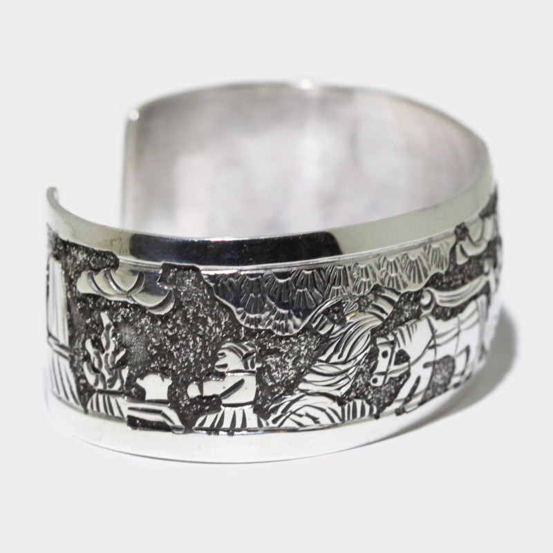 Silver stamp bracelet by Navajo