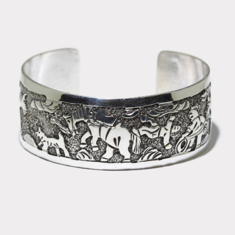Silver stamp bracelet by Navajo