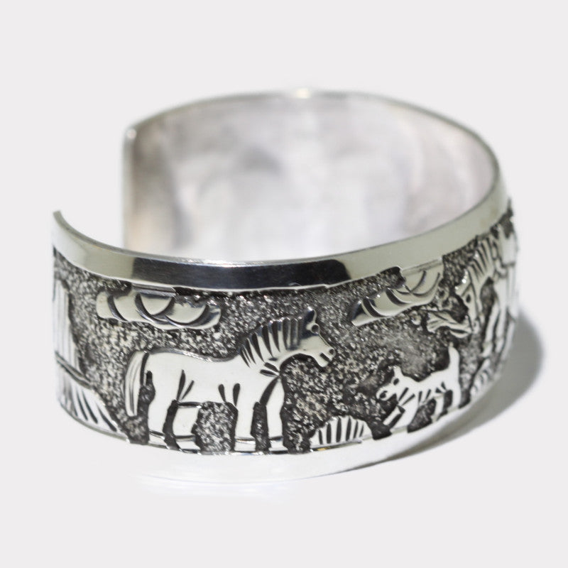 Silver stamp bracelet by Navajo