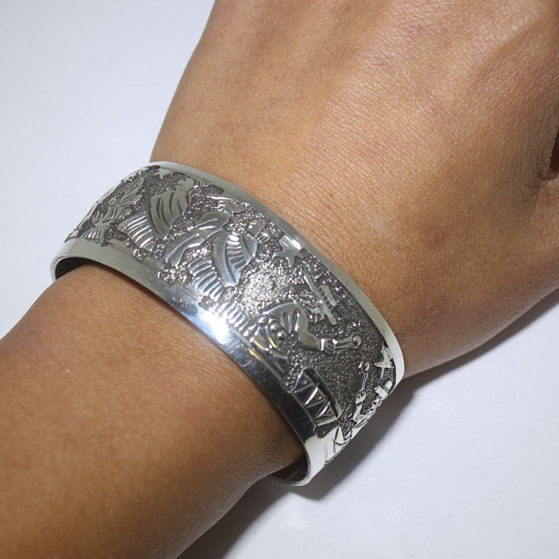 Silver stamp bracelet by Navajo