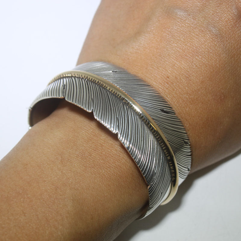 Feather bracelet by Harvey Mace (1.0") (silver or gold)