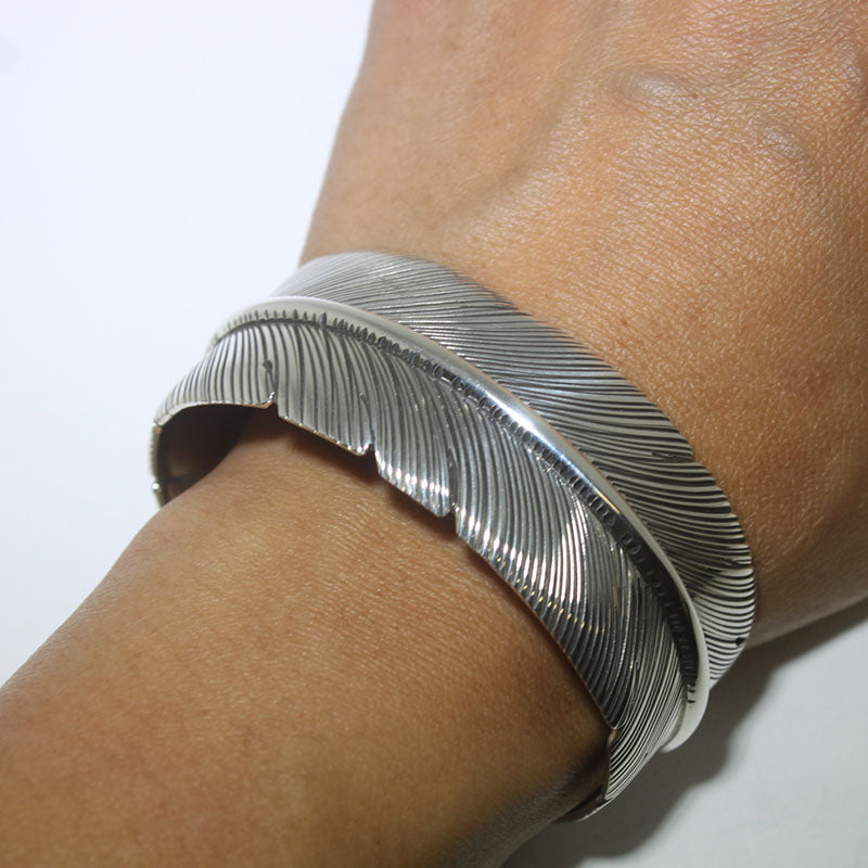 Feather bracelet by Harvey Mace (1.0") (silver or gold)