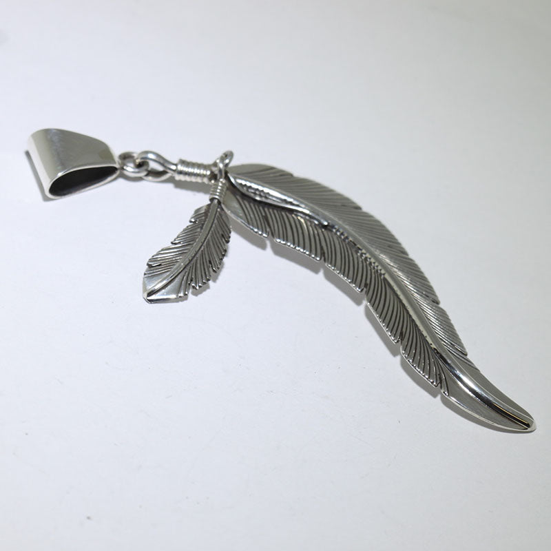 Feather pendant by Harvey Mace (silver or gold)