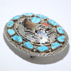 Sterling Silver Turquoise and Coral Buckle