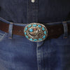 Sterling Silver Turquoise and Coral Buckle